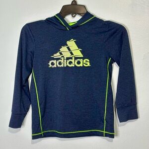 Adidas Kids Climalite Hoodie Navy & Neon Green Size 6 EUC